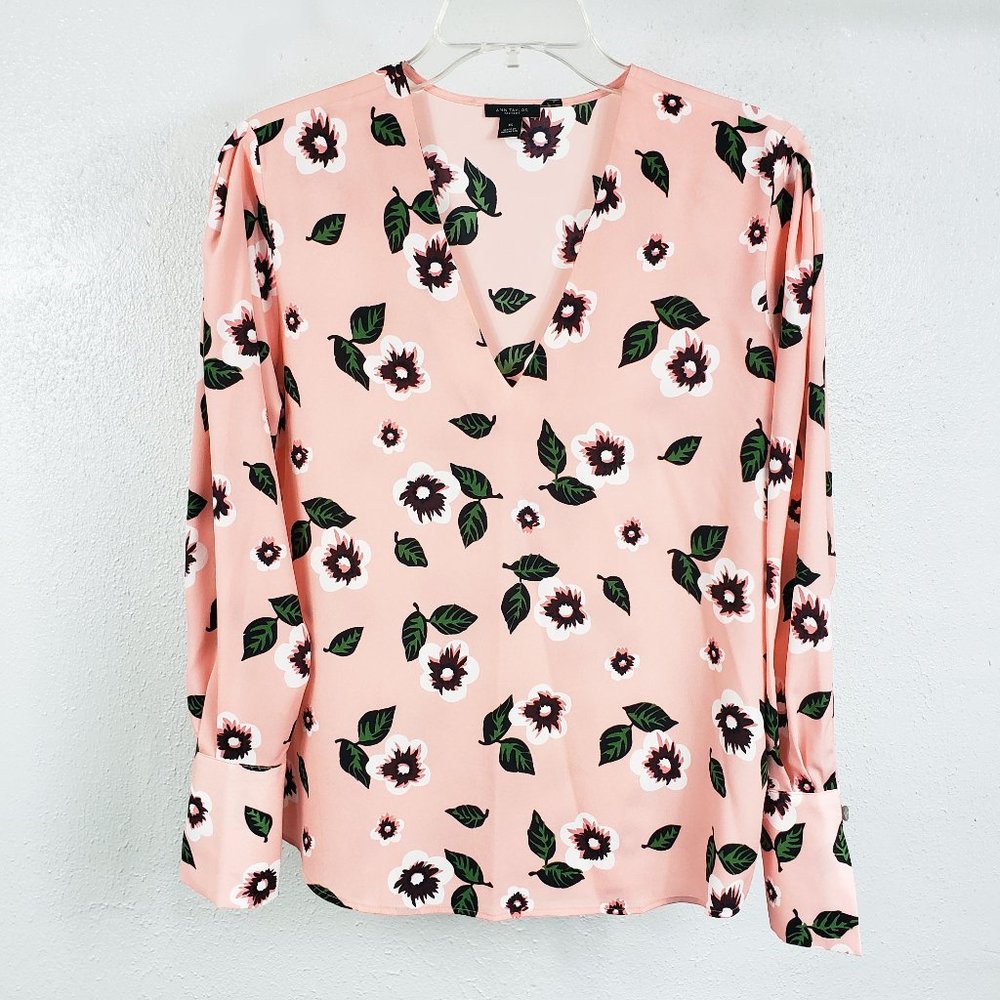 Ann Taylor Factory Pink Floral Blouse